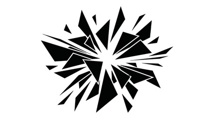 Obraz premium Abstract black shattered burst shape on white background