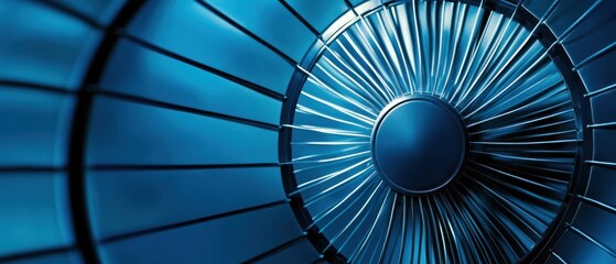 Naklejka premium Turbine engine closeup metallic radial structure technology and engineering image