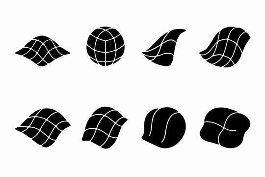 3D Mesh Icons Collection. 3D Gradient Mesh Forms. Filled icon set of 3D Gradient Mesh Forms: raised mesh mound