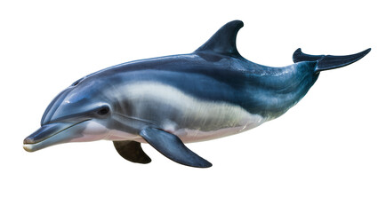 Fototapeta premium Dolphin swimming sleek body, blue and white coloration