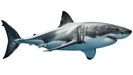 Fototapeta premium Great white shark swimming detailed view, white