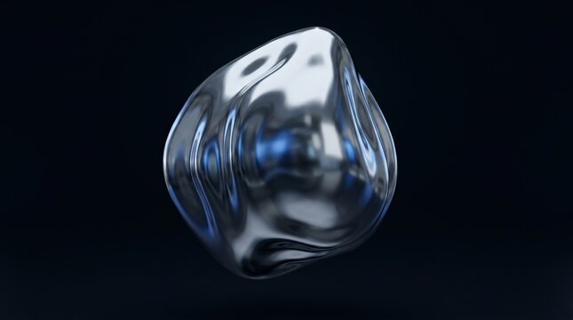 Floating Abstract Shape, 3D Design, Digital Art, Modern Aesthetic, Dark Background, Close-Up Perspective, Artistic Concept