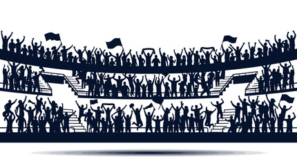 Obraz premium Massive stadium crowd silhouette in tiered sports arena.