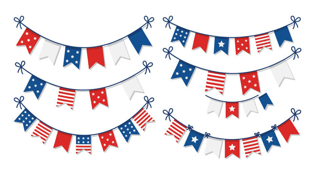 American flag bunting banners for fourth of July celebration.
