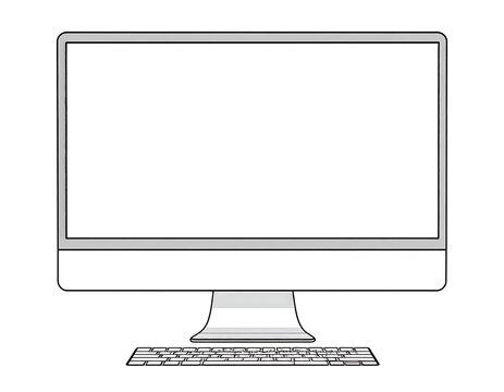 Modern Computer Monitor with Keyboard Setup.