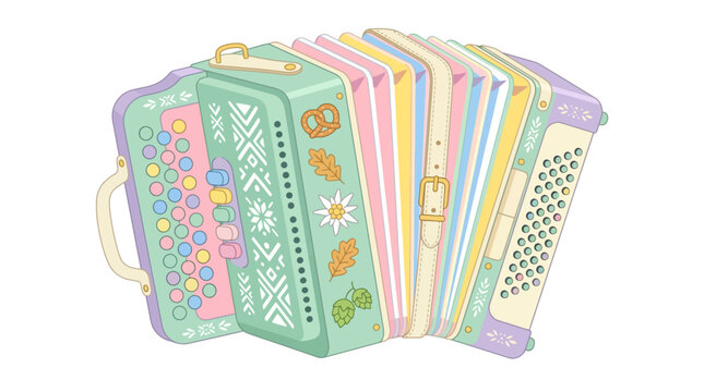 Decorative pastel accordion with intricate patterns and floral details.