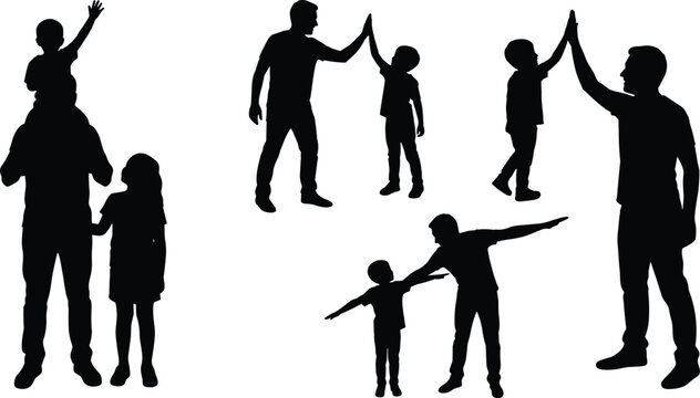 Parent and Child Interaction Silhouette Collection Vector Illustration for Family Bonding Support and Positive Relationships