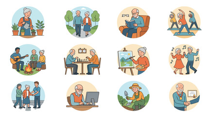 Fototapeta premium Seniors Enjoying Diverse Hobbies and Activities Collage