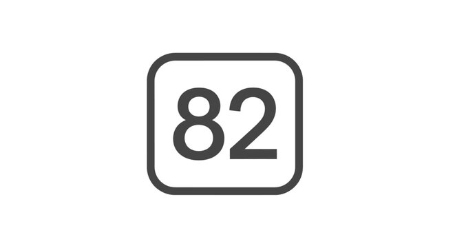 Simple black and white number eighty-two icon.