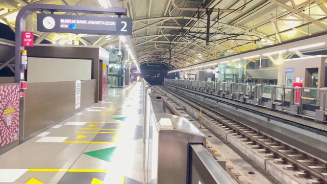 Outside Blok M MRT Station in Jakarta. Jakarta Mass Rapid Transit (MRT) is a first subway railroad transportation in Indonesia. 