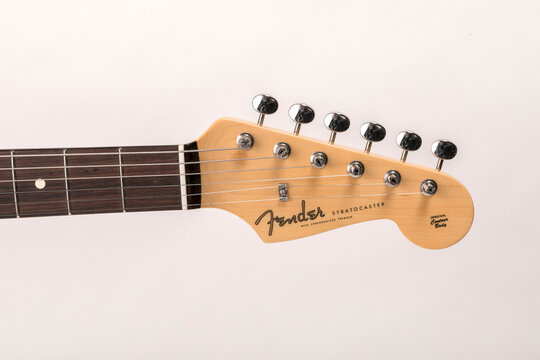 Fender Stratocaster electric guitar head detail