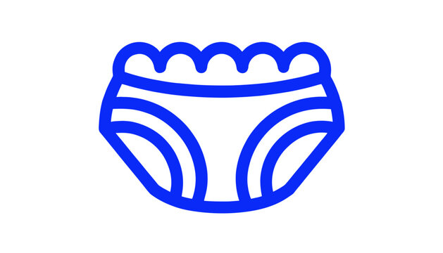 Blue outline icon of baby diaper on white background