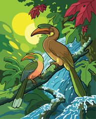 Obraz premium Hornbill vector art