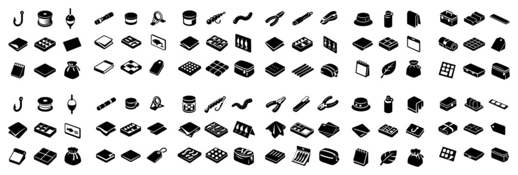 Sweets and containers design icons with jar box and tray for digital presentation in minimal vector art