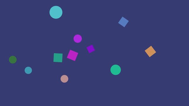 Abstract geometric shapes gently floating in a deep blue background with subtle color shifts for motion graphics