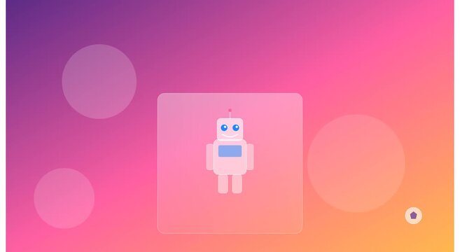 Cute cartoon robot character animation on gradient animation
