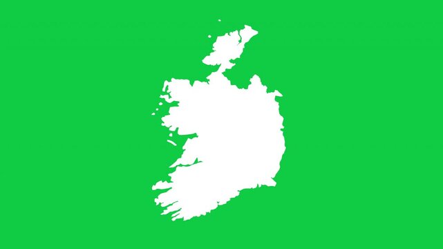 Ireland map pop animation with green background