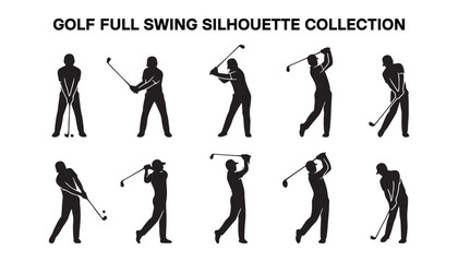 Golf Full Swing Silhouette Icon Sheet Collection. © Ayan