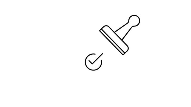 Animated Approval Stamp Icon with Check Mark Verification Validation Certification Authentication Quality Control Success Business Workflow