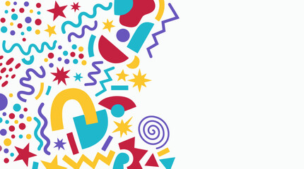 Colorful abstract graphic elements set on white background, celebration and party concept © arifahayu97