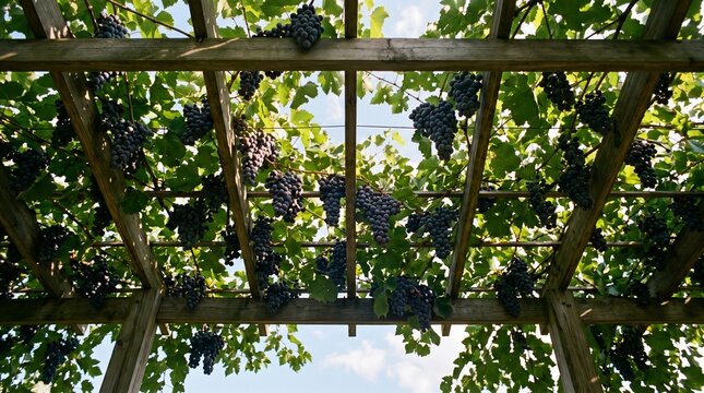 Grapevine Arbor in Sunlight &ndash; Vineyard Harvest