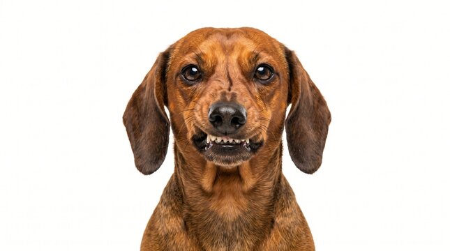 Vibrant Saturated Dachshund Funny Lip Sneer Headshot
