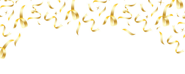 Fototapeta premium Gold Confetti Decorative Celebration Frame background. confetti explosion celebration party isolated on a black background. Falling golden ribbon for carnival, New Year, birthday
