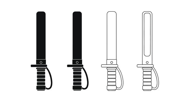 Lightsaber Hilt And Blade Variations Black And White Silhouette