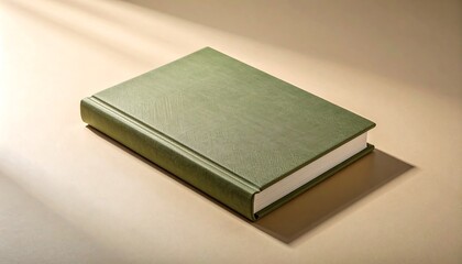 Fototapeta premium A Single Blank Linen Hardcover Book in a Muted Olive Green Color