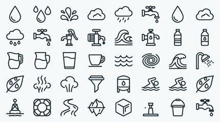 Water Resources and Aquatic Activity Line Icon Set © Mahmudmse