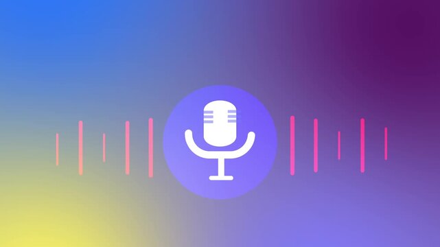 microphone icon animation with radio waves animation 4K video.