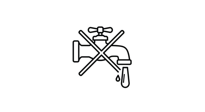 No Water Tap Icon Symbol.