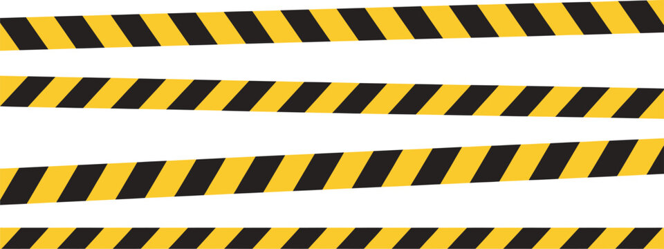 Warning caution tape, safety barriers for danger zones restricted access construction sites and hazard prevention.