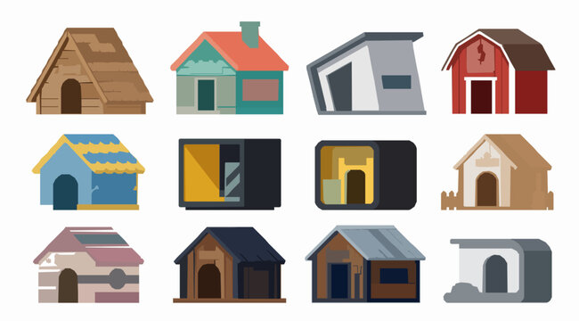 Variety of cartoon house and dog house designs