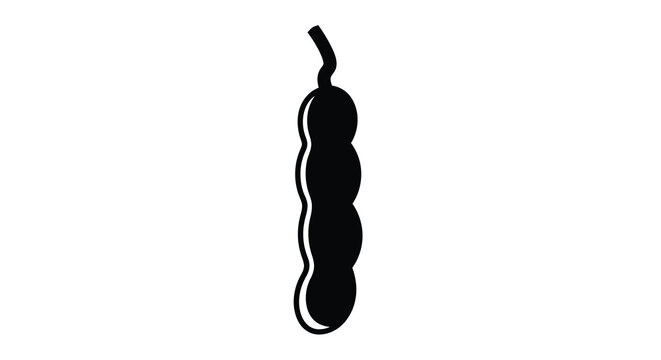 Carob pod silhouette against a white background
