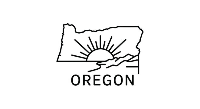 Oregon State Map Logo Design.