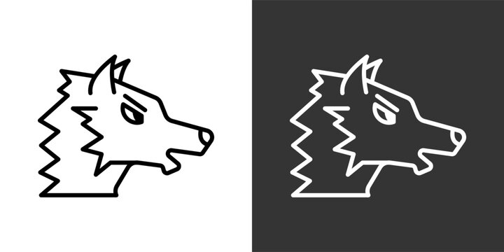 Wolf Black And White Icon Set Collection Pack Vector Illustration