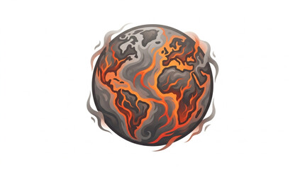 Planet Earth engulfed in flames and smoke representing global warming. © Bang
