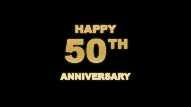 Elegant Golden 50th Anniversary Celebration Text with Glow Effect on Black Background
