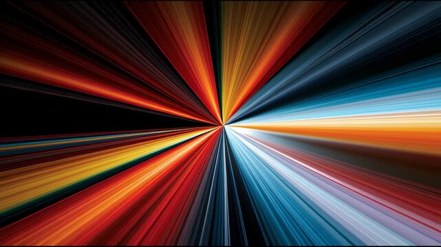 Light beams travel across a dark space showing bright colors forming interesting patterns and angles that change throughout the sequence.