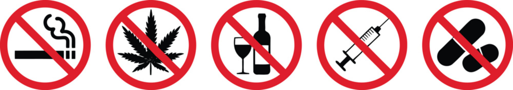 Prohibited warning signs and icons vector illustration.