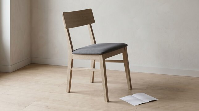 Crooked Flat Pack Chair in Tidy Apartment Corner After DIY Assembly