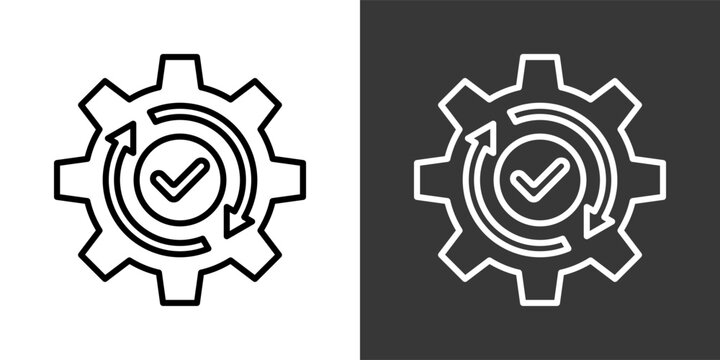 Process White And Black Icon Set Collection Pack Vector Illustration