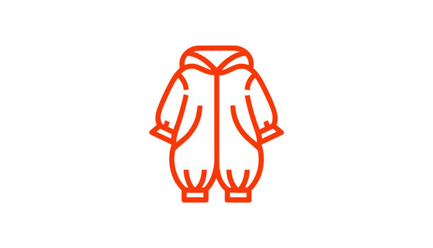 Orange Baby Onesie Icon, Cute Sleepsuit Outline, Toddler Clothing Vector Art