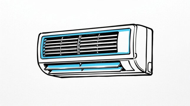 Sketch illustration of a wall mounted air conditioner on a white background