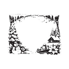 Obraz premium Black and White Winter Square Frame Design