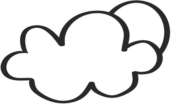 Simple black hand drawn sun and cloud line illustration for partly cloudy weather, daily forecast, and minimal weather design.