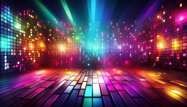 abstract dance party background shiny disco wall flashing light