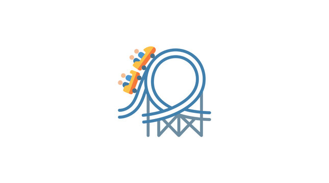 Minimalistic Roller Coaster Icon with Loop and Track Design