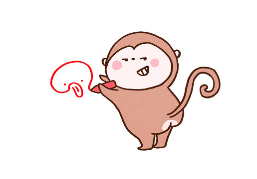 Mischievous monkey smirking and drawing graffiti on the wall with a red pen, vandalism or trouble concept